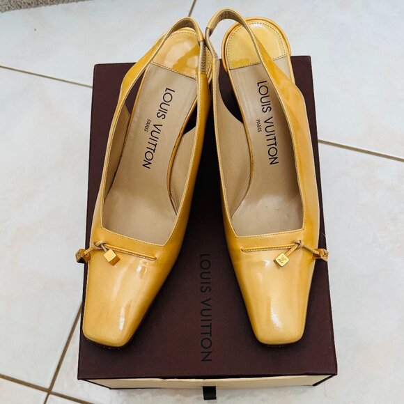 Louis Vuitton Shoes - Louis Vuitton Patent Leather Sling Back Heels 36 1/2 Preowned